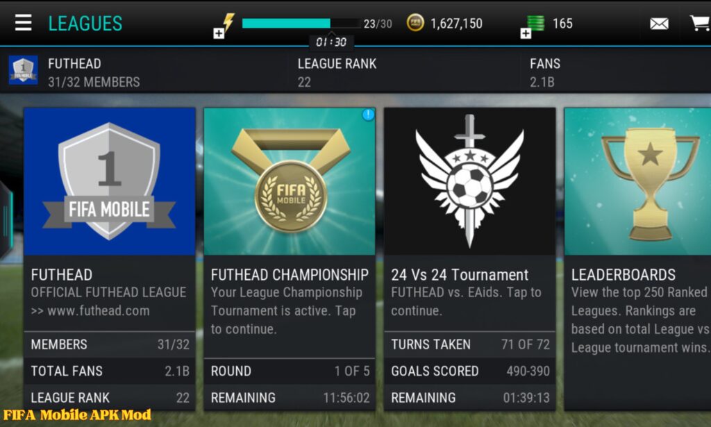 leagues in FIFA Mobile